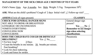 Completed recording form