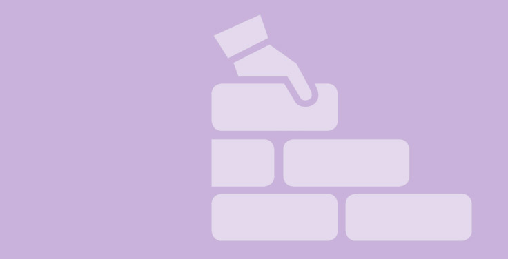 Volunteer Scotland Building on Success image lilac background with pale lilac hand holding a brick and building a wall