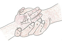 Checking for palmar pallor.