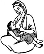 A woman breastfeeding.