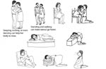 A variety of positions that can help the mother to cope better with her labour.