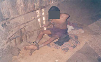 A person with an SMI who was kept chained in his village