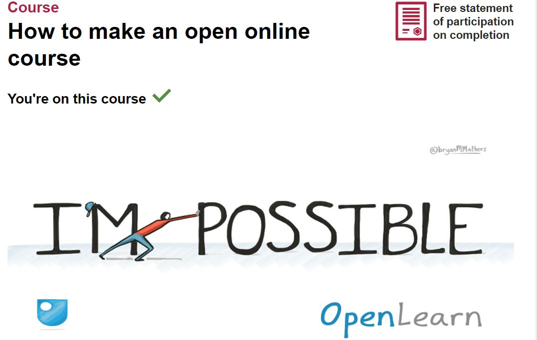 Screengrab of landing page for How to make an online course 