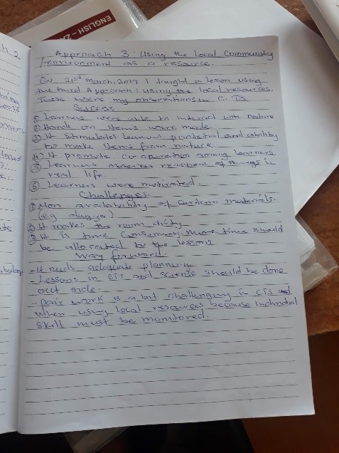 Examples of a teacher notebook