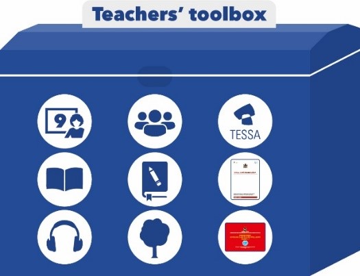 Teachers' toolbox - image of a blue box which is labelled Teachers' toolbox.