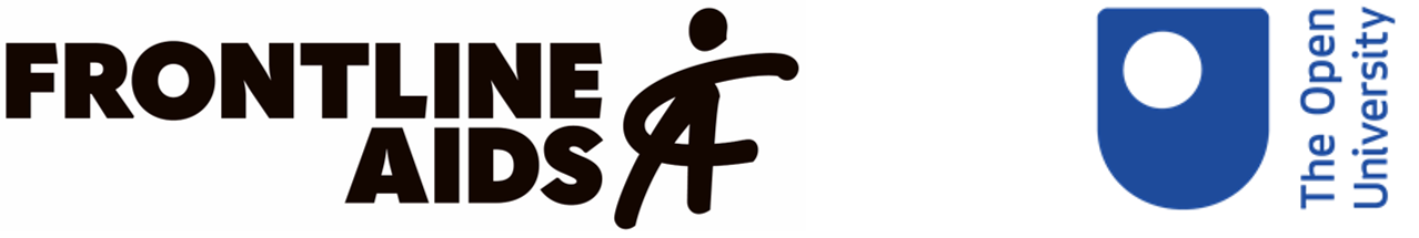 Frontline Aids logo, The Open University logo