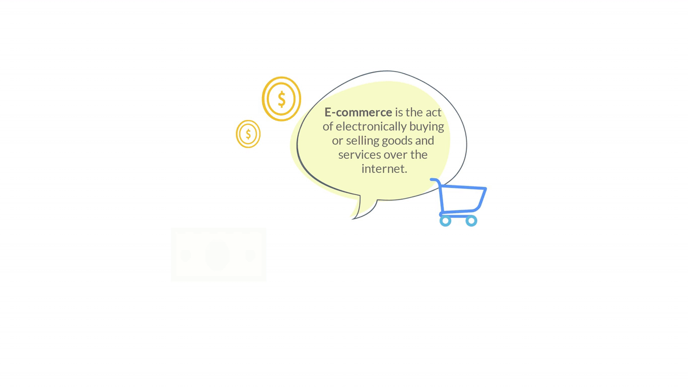 Graphic showing money, a shopping trolley and money transfer on a smartphone