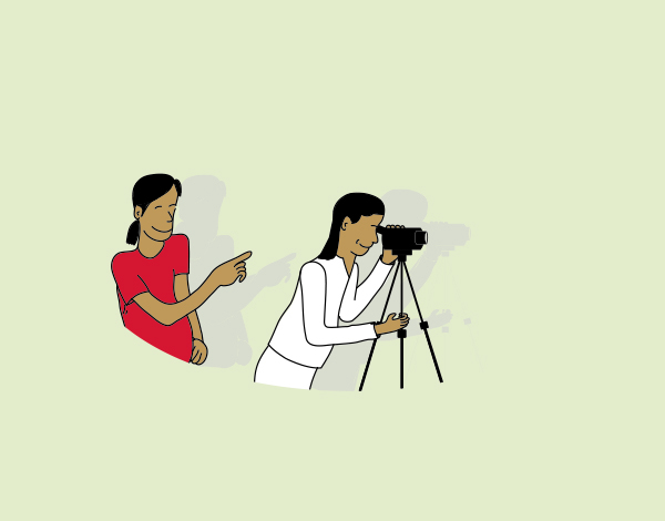 Illustration of two people taking a video