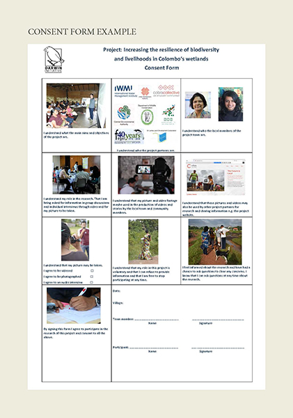 A picture of the project consent form describing the project and how images and videos are used
