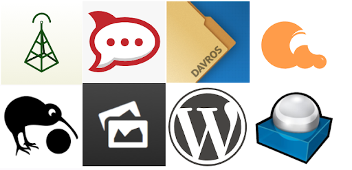 Icons of software programmes that can be used within a DIY network