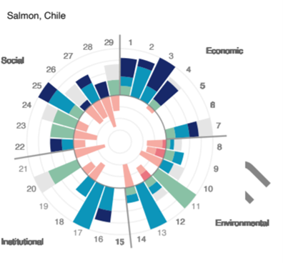 Wheel of sustainability for salmon farming in Chile