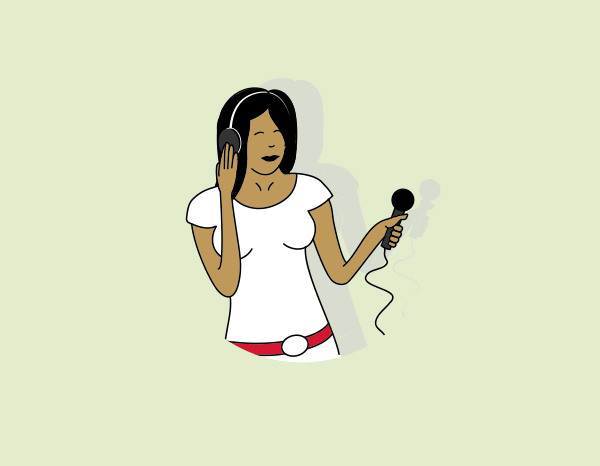 Illustration of a person with a microphone