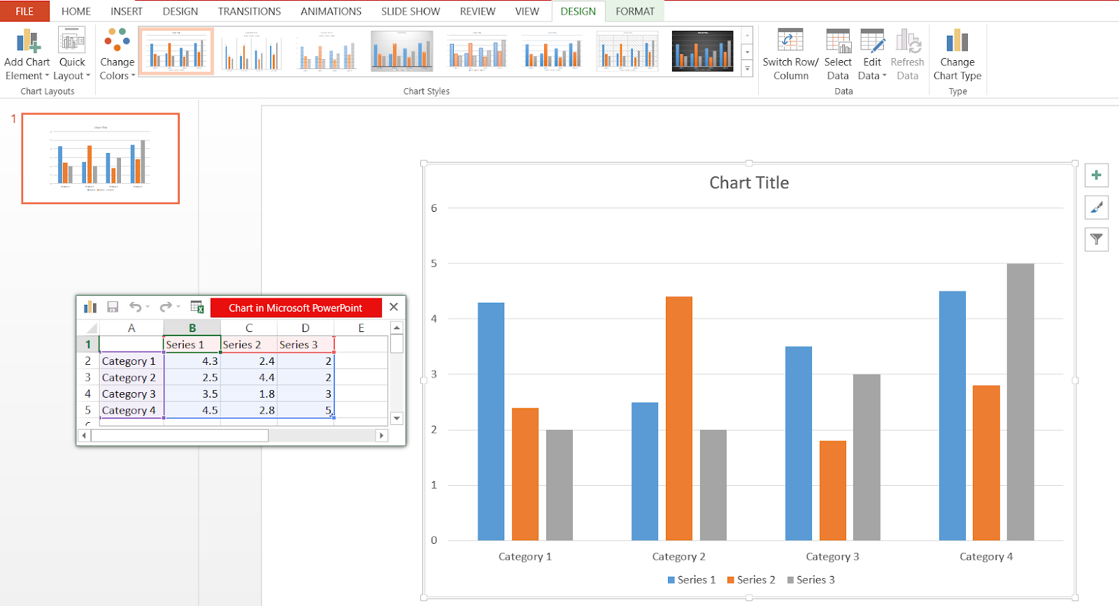 Graphic showing how to change the look of a Chart