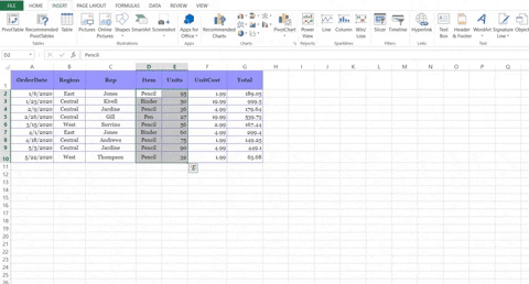 Graphic showing how to insert a Chart