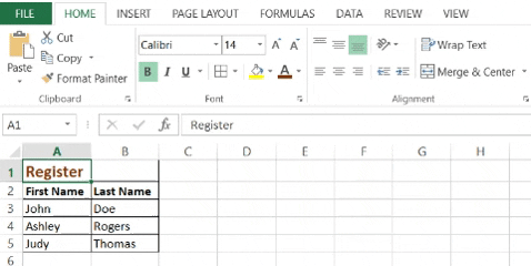 Graphic showing how to Merge Cells