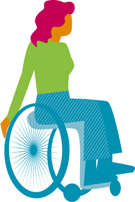Graphic of a person in a wheelchair. 