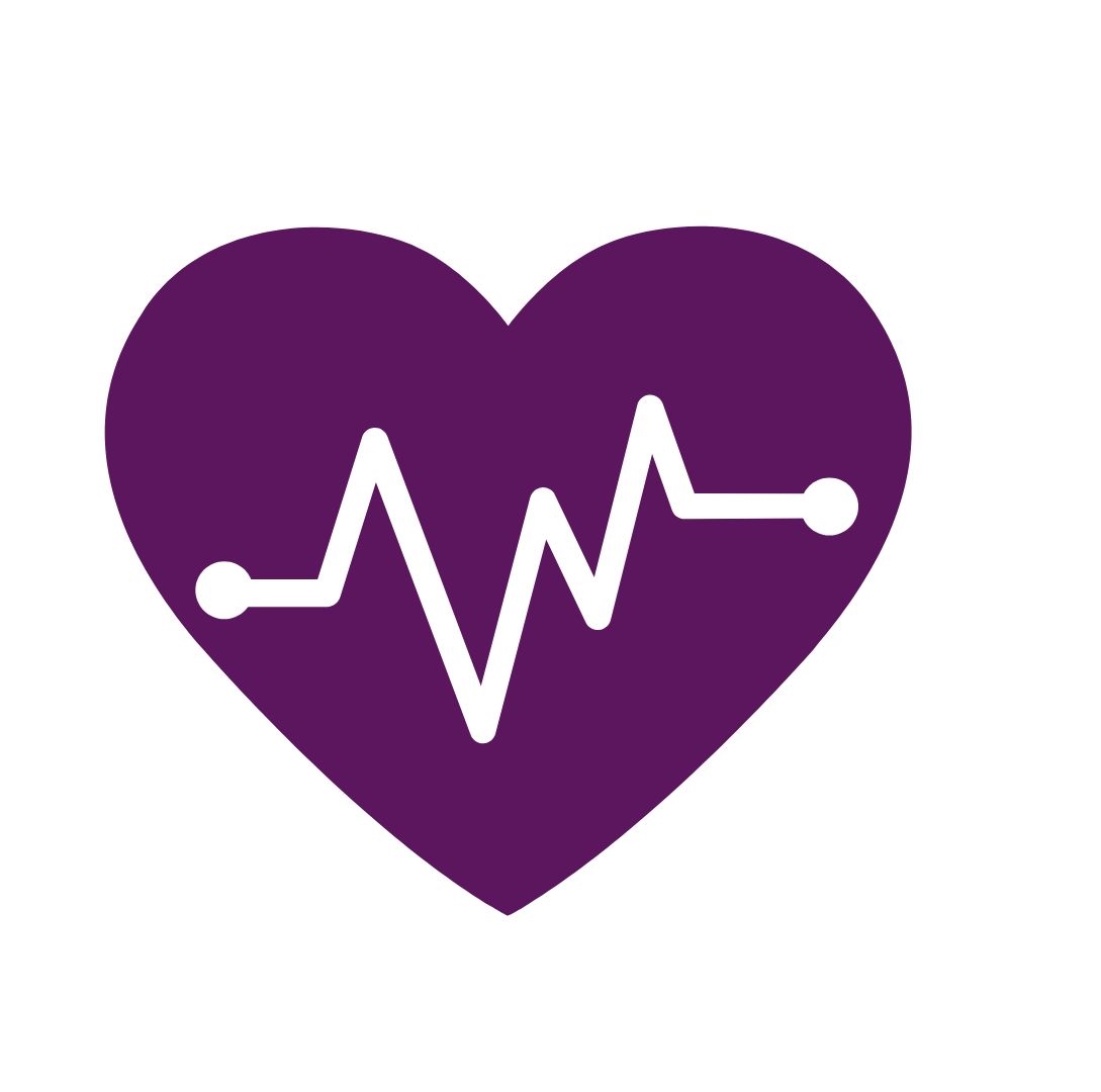 Graphic of a love heart and a heart beat/pulse line inside of it.