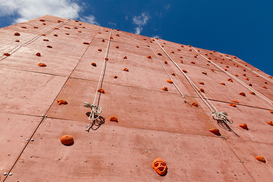 A rock-climbing wall.