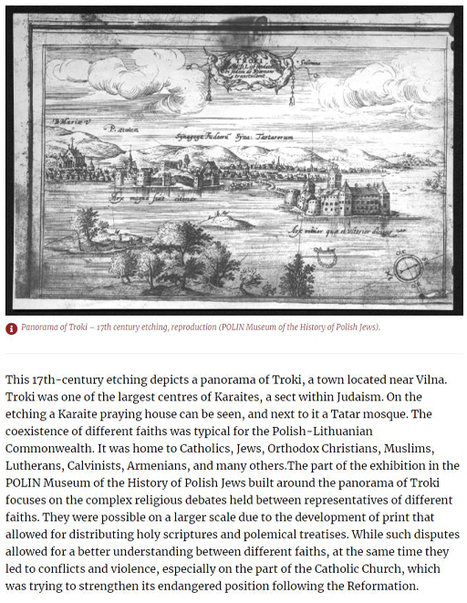 Capture d'écran issue du site Internet de RETOPEA montrant un document constitué d'une gravure du XVIIe siècle représentant un panorama de Troki