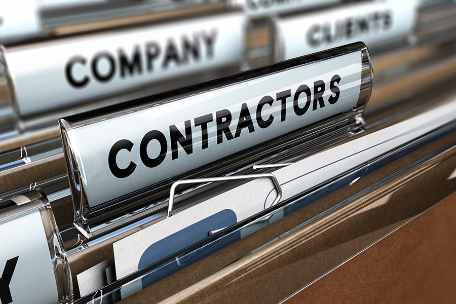 A close-up of file separators with the focus on ‘Contractors’.