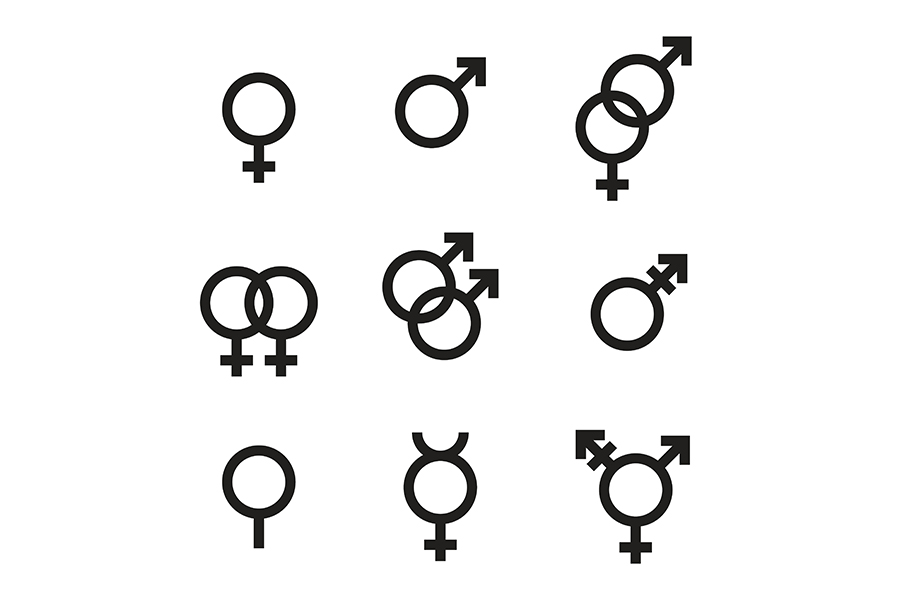 A set of nine gender and orientation icons.