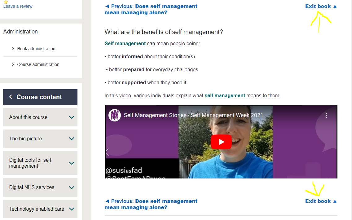 Screenshot of a book, exit page.