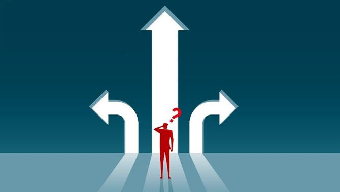 a man's silhouette questioning the direction to follow 