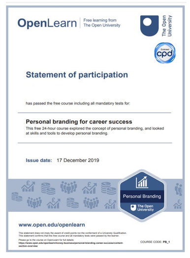 Statement of Participation Certificate 