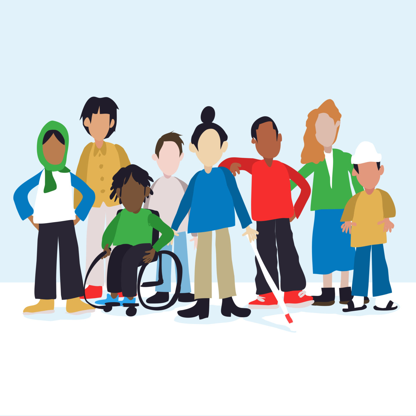 illustration of a crowd of various abled persons