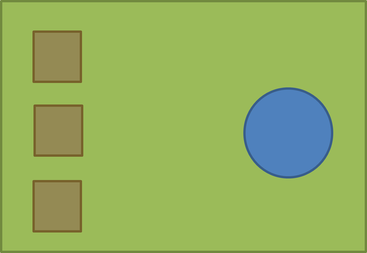 Rough sketch moving circle and squares about to outline areas of proposed design.