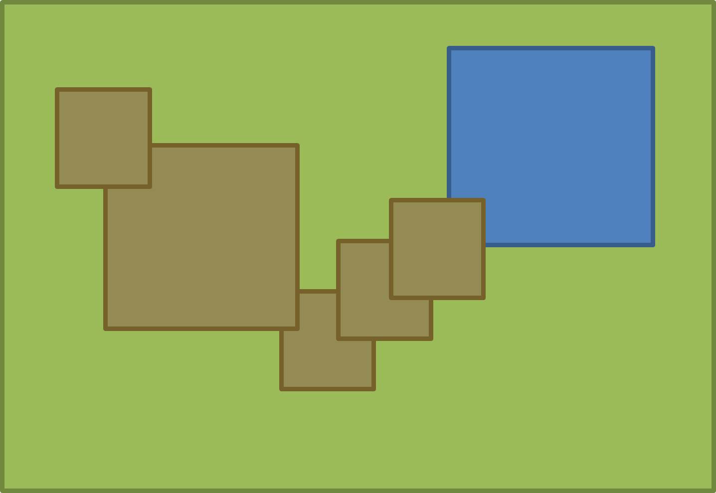 Rough sketch moving circle and squares, adding larger square, to outline areas of proposed design.