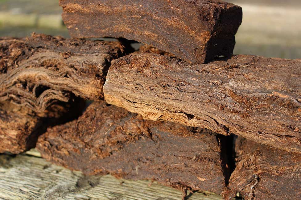 Small stack of cut peat/