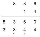 3 has been written into the hundreds place, and 3 into the thousands place