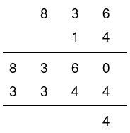 adding up the first column, 0 + 4 = 4