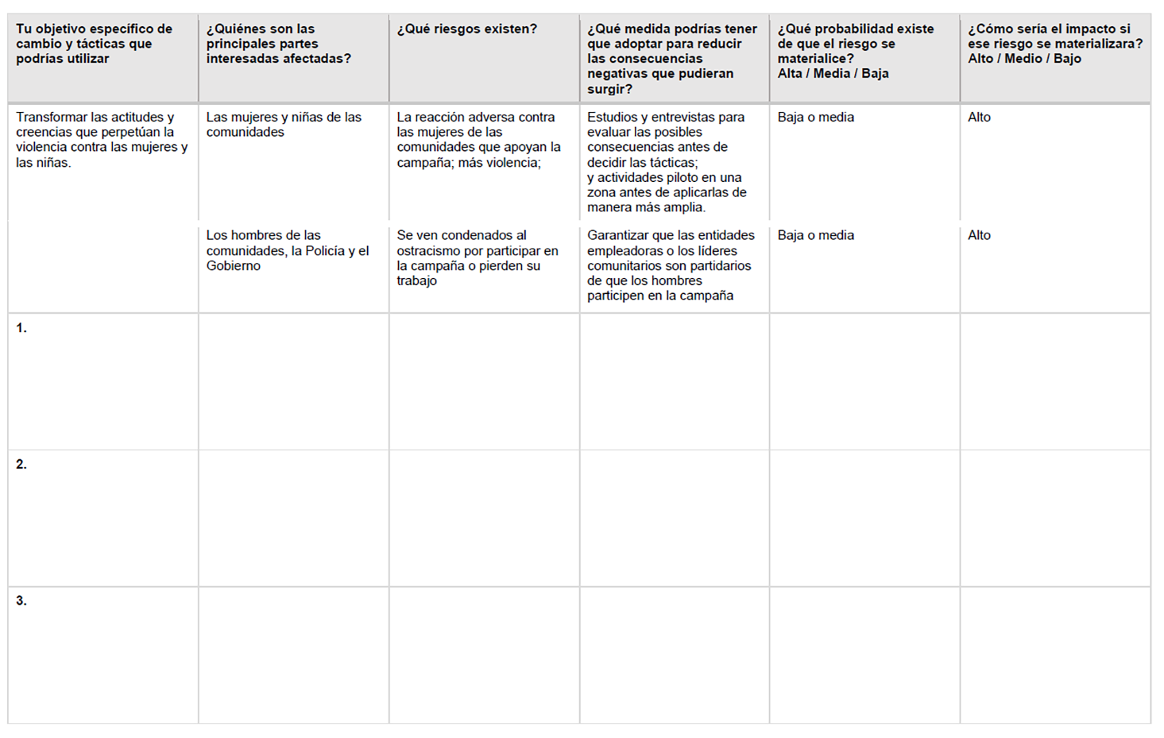 Captura de pantalla de una herramienta en forma de tabla.