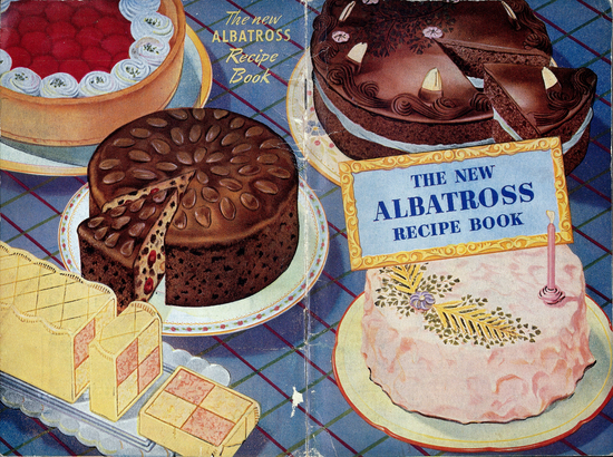 The image shows the cover of a 1930s recipe book for baking cakes.