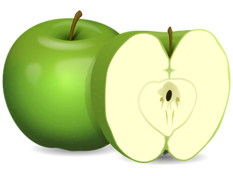 one and a half green apples