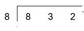 832 in a bus-stop shaped box, which has a border left and a border top. 8 is written to the left of the box.