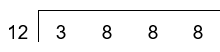 The dividend (3888) is placed in a two sided box with the divisor (12) to the left.