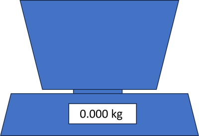 A set of scales with a metric reading in kilograms