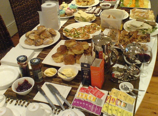 The image shows a buffet of different types of food - guests can choose what they want