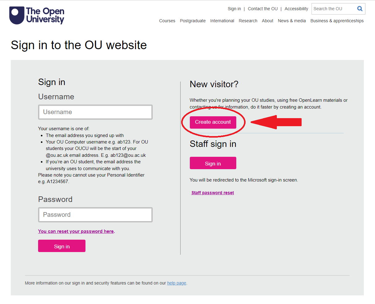 Register with the OU