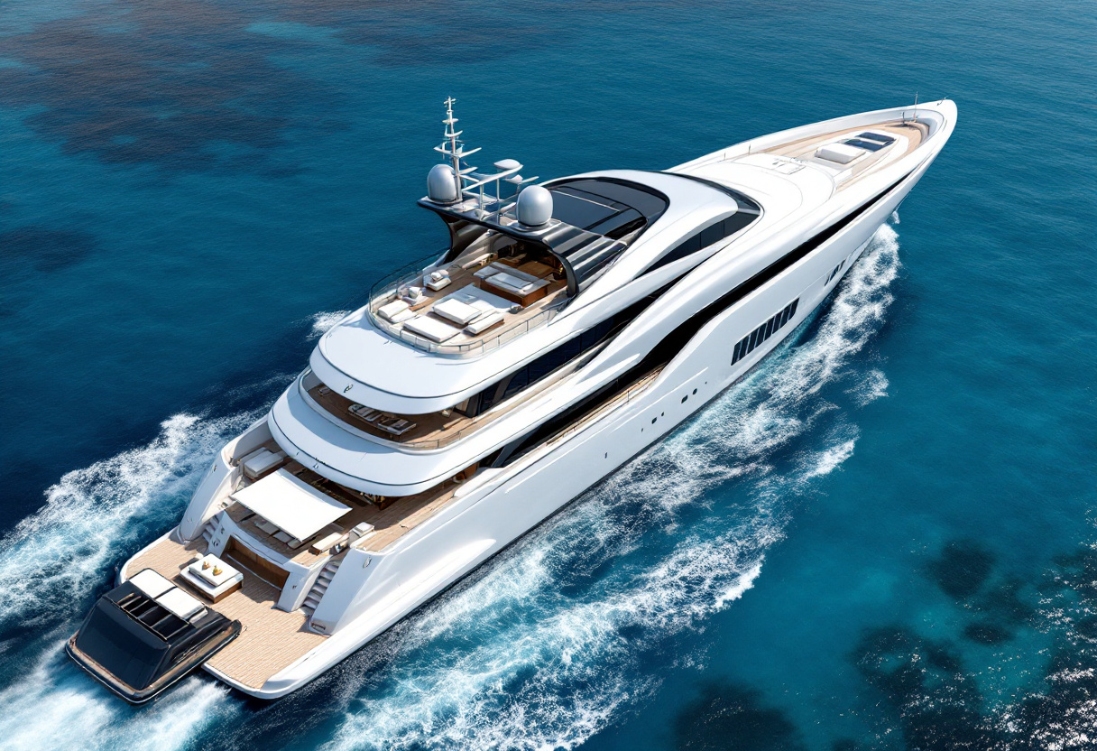 A luxurious super yacht. Illustrating the scale of financial losses from cyberattacks.