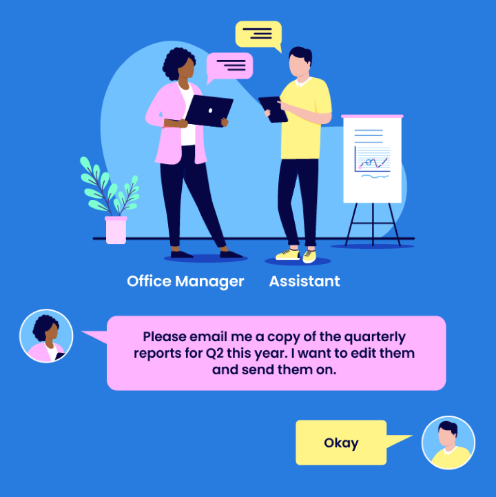 An illustration of the ideal prompt from manager to assistant.