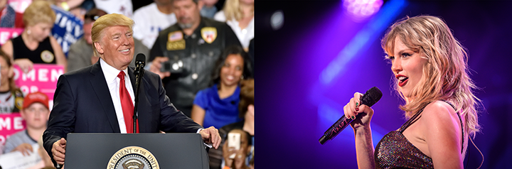 Photograph of Donald Trump and Taylor Swift