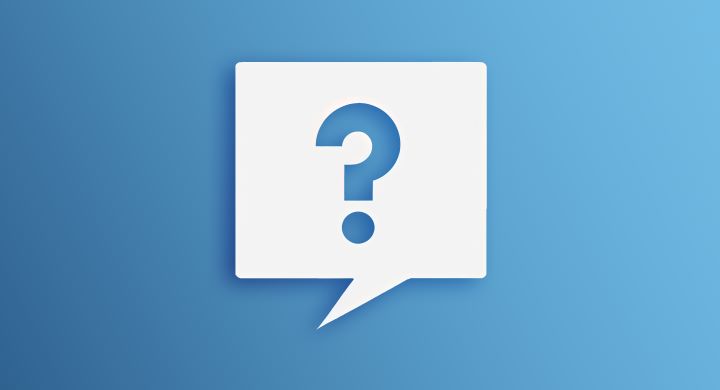 A large blue question mark on a white background.