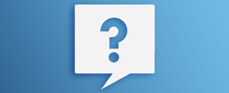 A large blue question mark on a white background.