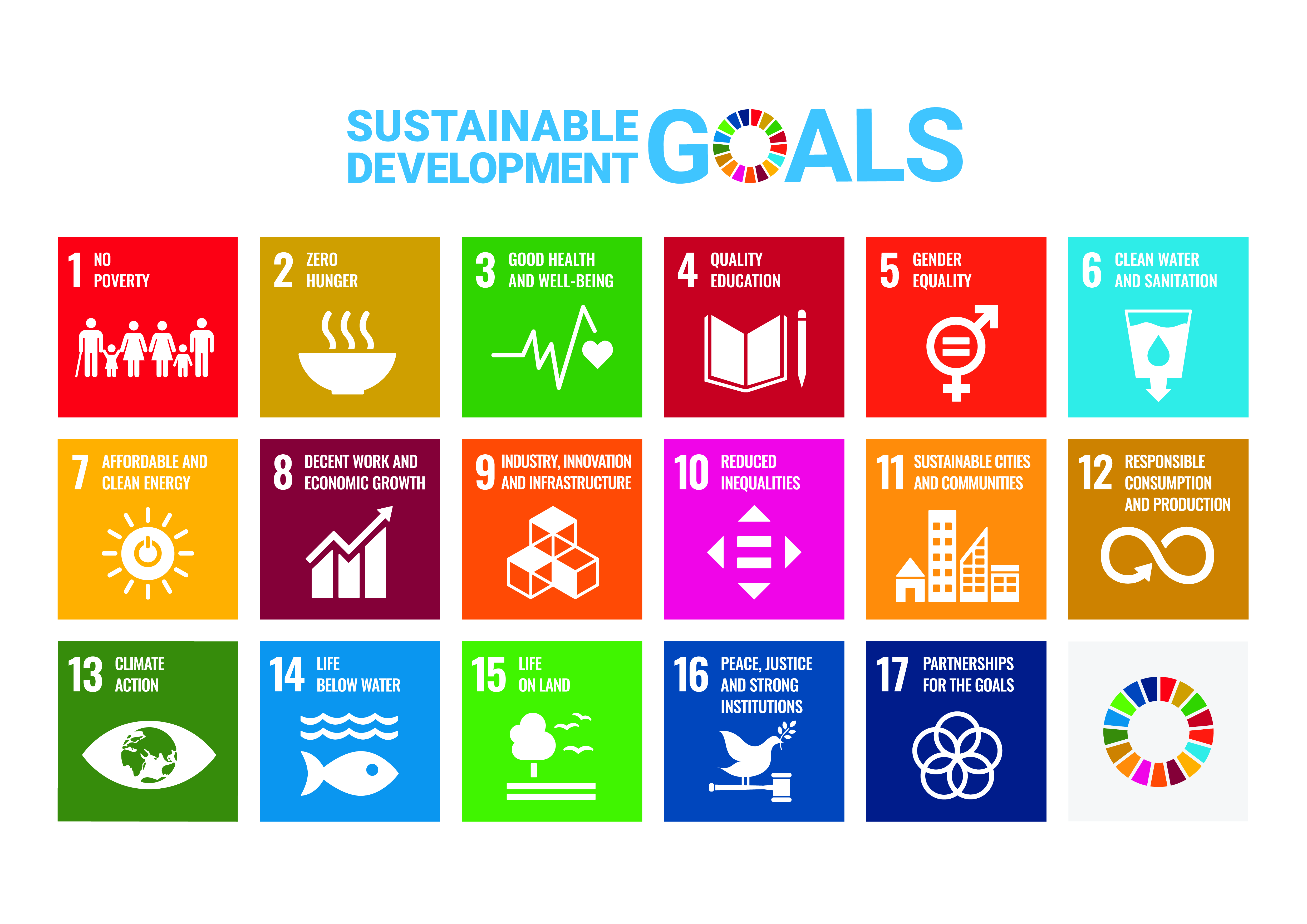 An image of the 17 United Nations Sustainable Development Goals
