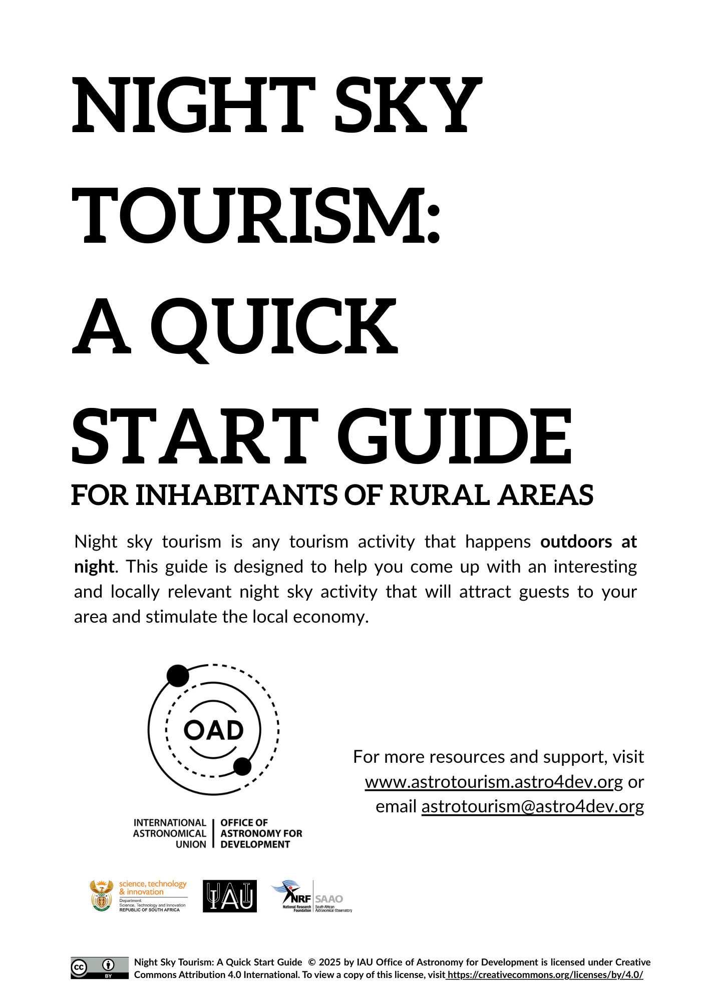 An image of the cover page of the IAU OAD astrotourism resources.