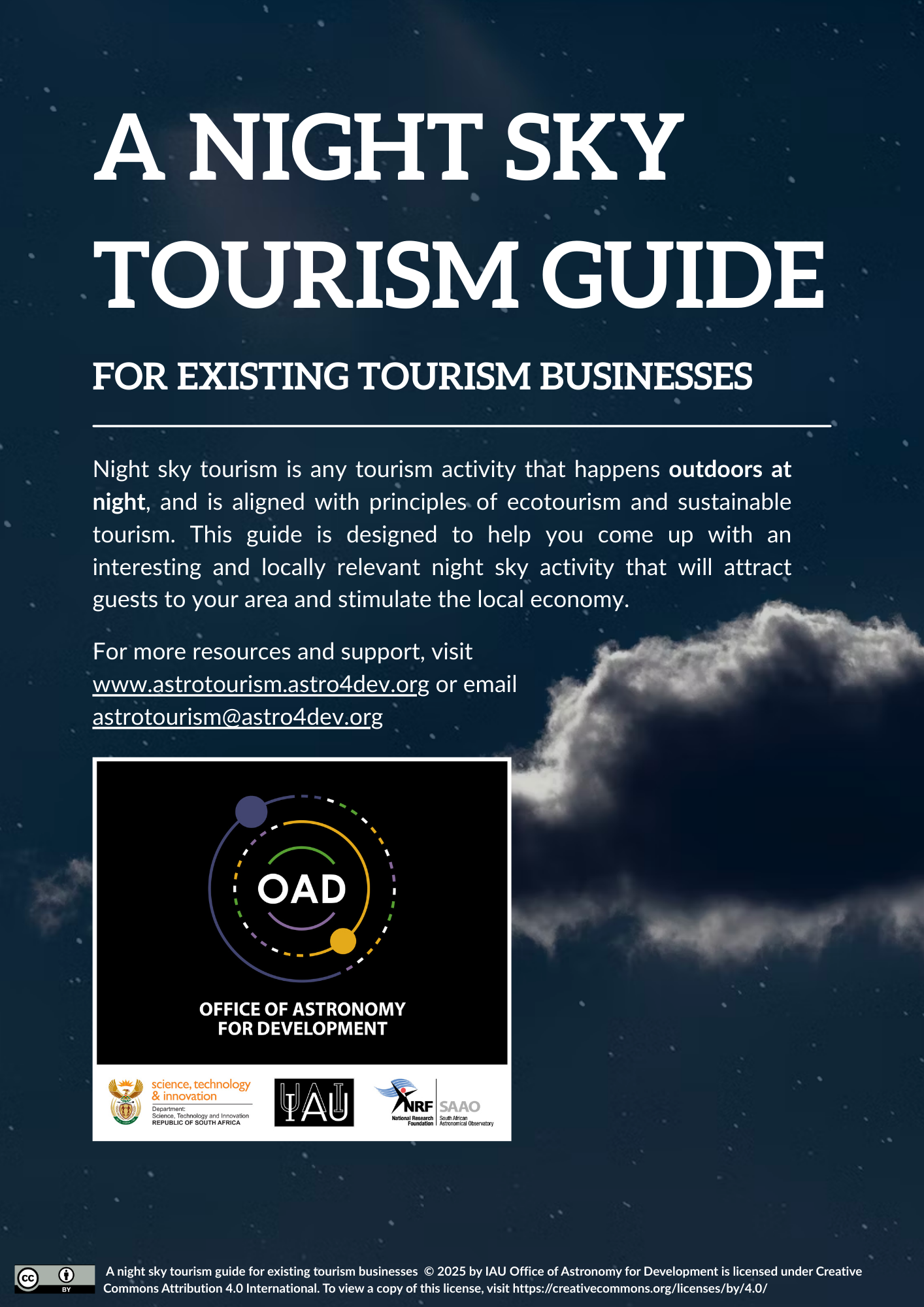An image of the cover page of the IAU OAD astrotourism resources.